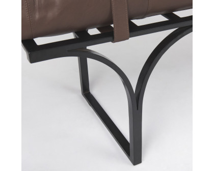 Mercana Jessie Bench with Black Metal Base - Dark Brown