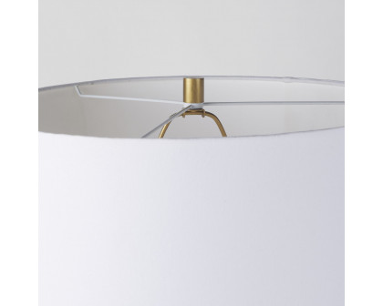 Mercana Leo Table Lamp with White Fabric Shade - Gold