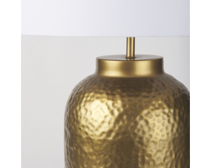 Mercana Leo Table Lamp with White Fabric Shade - Gold