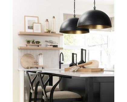 Mercana Karina 24" Round Pendant Light - Black, Metal