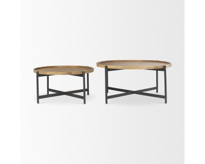 Mercana Marquisa Small Coffee Table with Black Metal - Light Brown