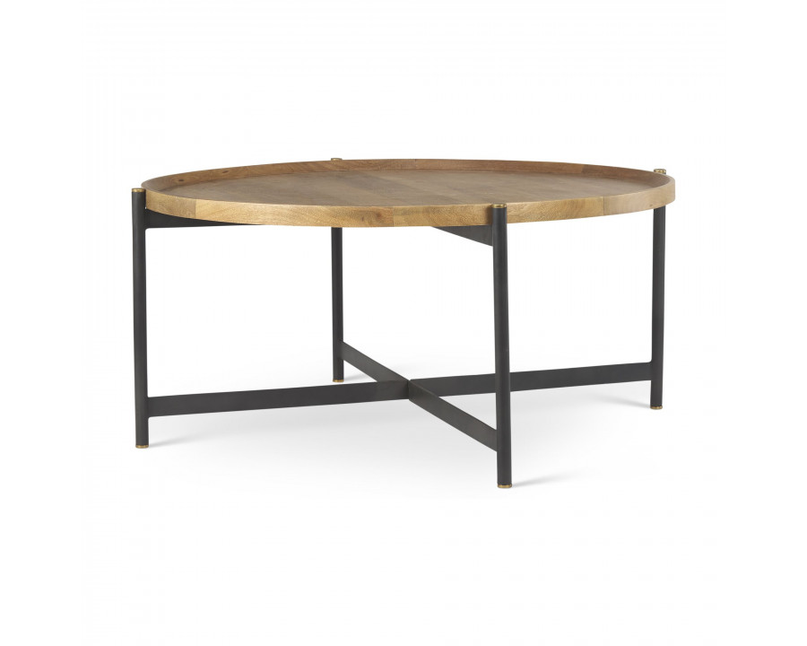 Mercana Marquisa Large Coffee Table with Black Metal - Light Brown