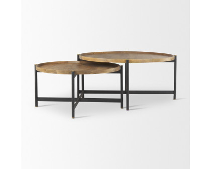 Mercana Marquisa Large Coffee Table with Black Metal - Light Brown