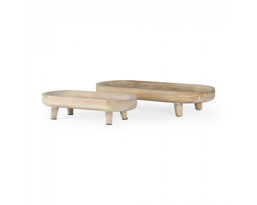 Mercana - Carver Wood Footed Trays (Set)