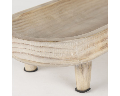 Mercana Carver Oblong Wood Footed Trays (Set of 2) - Whitewashed