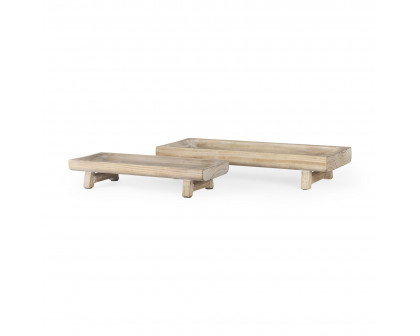 Mercana - Carver Wood Footed Trays (Set)