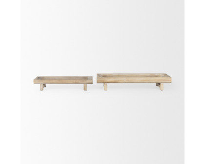 Mercana Carver Rectangular Wood Trays (Set of 2) - Whitewashed