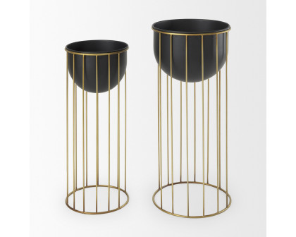 Mercana - Danica Matte Black Metal Plant Stands (Set of 2)