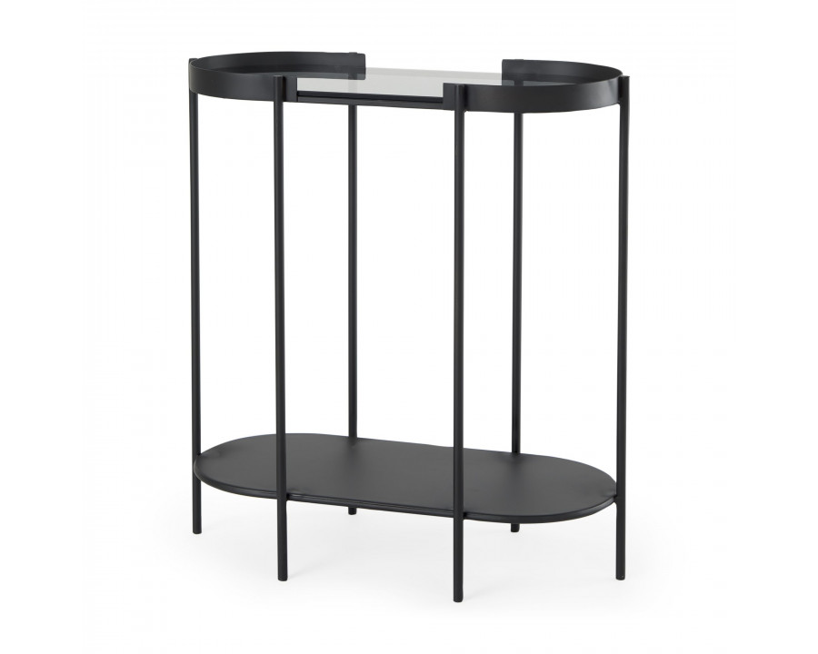 Mercana - Booker Black Metal with Tinted Glass Top Accent Table