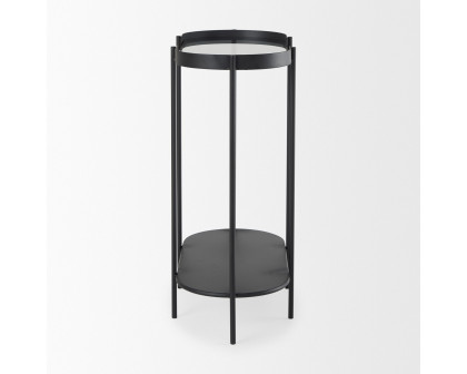 Mercana - Booker Black Metal with Tinted Glass Top Accent Table