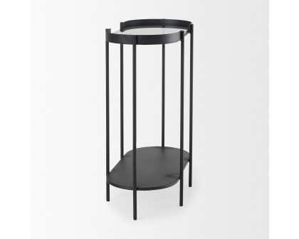 Mercana - Booker Black Metal with Tinted Glass Top Accent Table