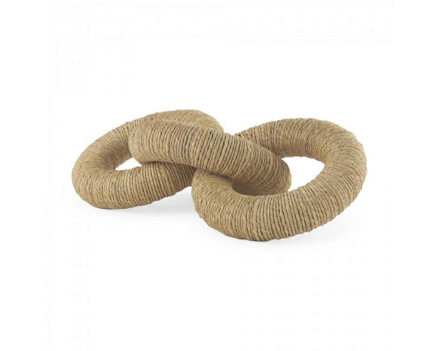 Mercana Alize Jute Wrapped Solid Wood Circular Chain Link Decorative Object - Light Brown