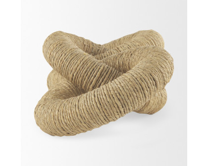 Mercana Alize Jute Wrapped Solid Wood Circular Chain Link Decorative Object - Light Brown