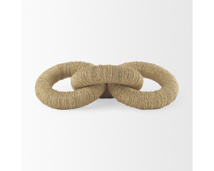 Mercana Alize Jute Wrapped Solid Wood Circular Chain Link Decorative Object - Light Brown