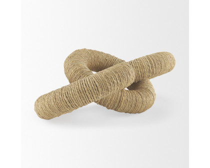 Mercana Alize Jute Wrapped Solid Wood Circular Chain Link Decorative Object - Light Brown