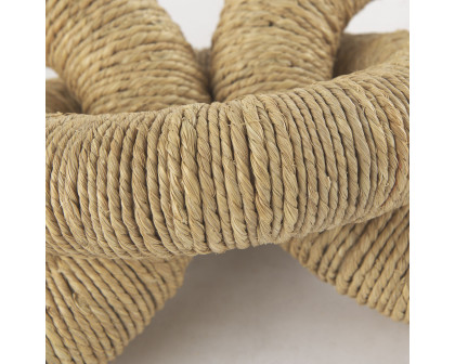 Mercana Alize Jute Wrapped Solid Wood Circular Chain Link Decorative Object - Light Brown