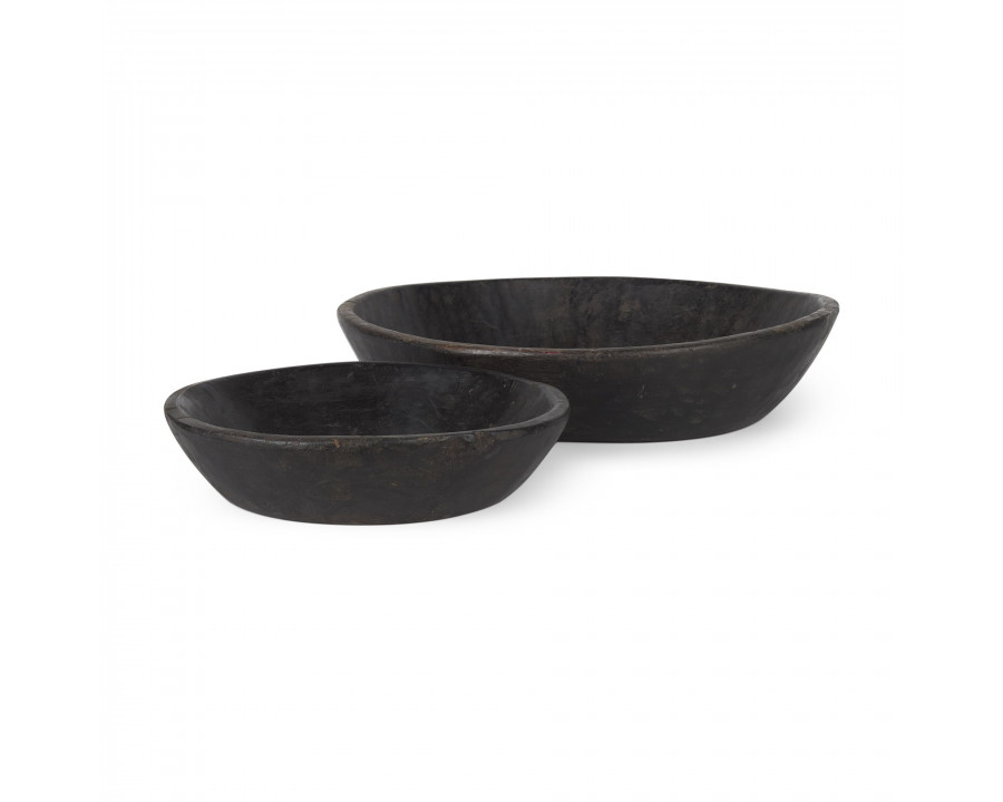 Mercana Nikita Reclaimed Wood Bowls (Set of 2) - Black