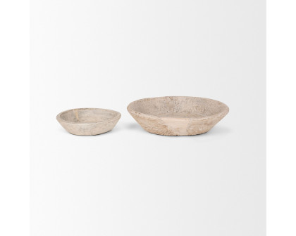 Mercana Nikita Light-Wash Reclaimed Wood Bowls (Set of 2) - Light-Wash