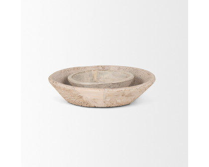 Mercana Nikita Light-Wash Reclaimed Wood Bowls (Set of 2) - Light-Wash