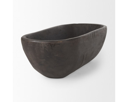 Mercana Athena Oblong Reclaimed Wood Bowl - Black/Brown