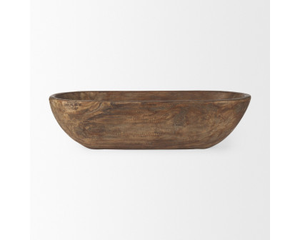 Mercana Athena Oblong Reclaimed Wood Bowl - Brown