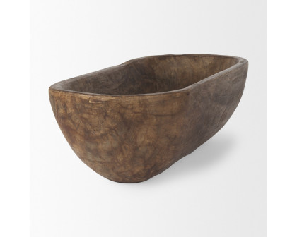 Mercana Athena Oblong Reclaimed Wood Bowl - Brown