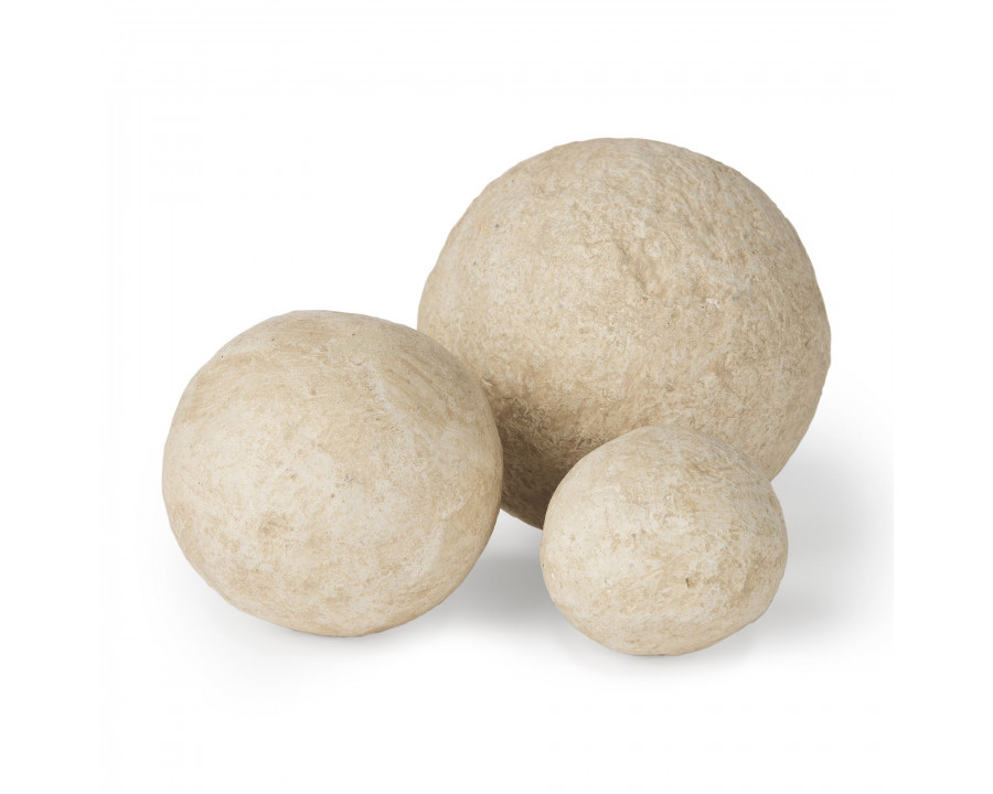 Mercana Sunita Paper Mache Orbs (Set of 3) - Beige