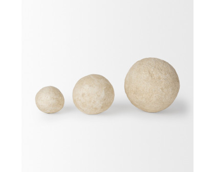 Mercana Sunita Paper Mache Orbs (Set of 3) - Beige