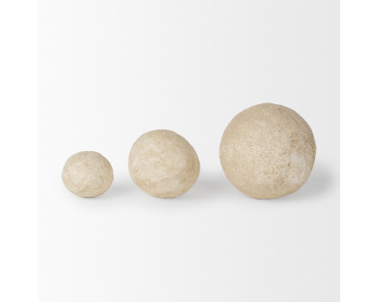 Mercana Sunita Paper Mache Orbs (Set of 3) - Beige