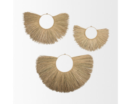 Mercana - Bayu Seagrass Boho Weave Fan Wall Decor (Set of 3)