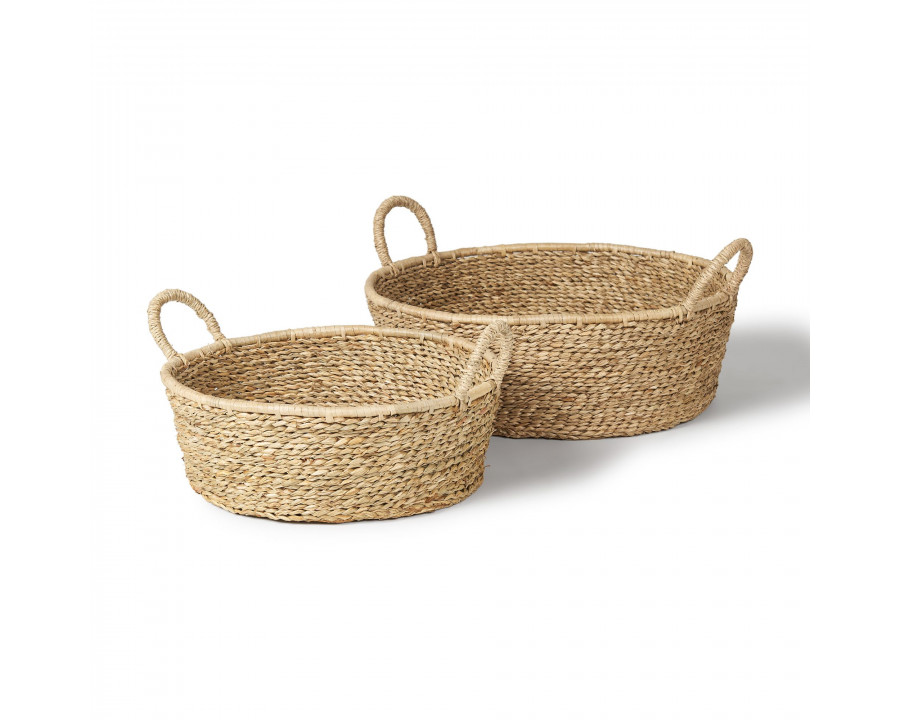 Mercana - Ayanna Deep Nesting Seagrass Baskets/Handles (Set of 2)