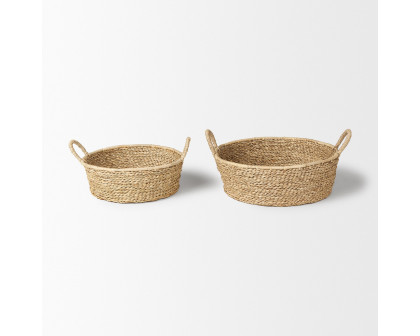 Mercana - Ayanna Deep Nesting Seagrass Baskets/Handles (Set of 2)