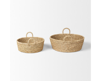 Mercana - Ayanna Deep Nesting Seagrass Baskets/Handles (Set of 2)