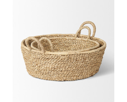 Mercana - Ayanna Deep Nesting Seagrass Baskets/Handles (Set of 2)