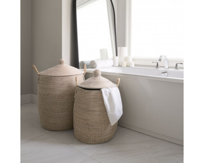 Mercana - Kairi Seagrass Floor Baskets/Lids and Handles (Set of 2)