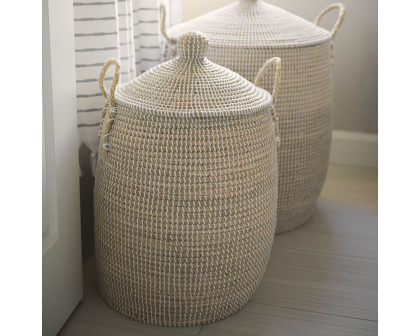 Mercana - Kairi Seagrass Floor Baskets/Lids and Handles (Set of 2)