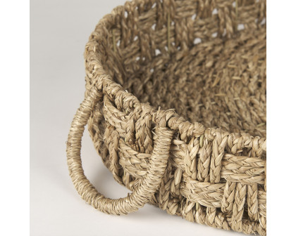 Mercana - Haini Large Basketweave Seagrass Trays with Loop Handles (Set of 2)