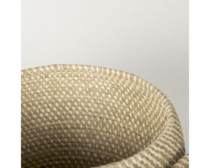 Mercana - Kalopa Seagrass Floor Baskets/Flat Handled Lid (Set of 2)