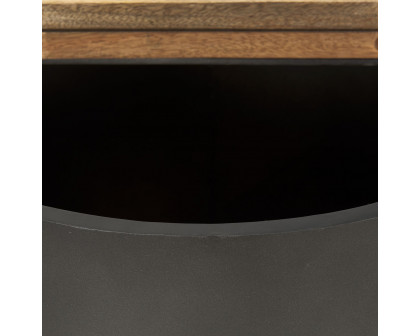 Mercana Eclipse End Table with Brown Wood Top - Gray