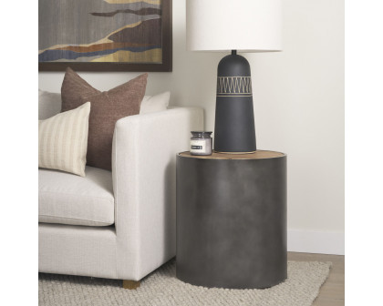 Mercana Eclipse End Table with Brown Wood Top - Gray