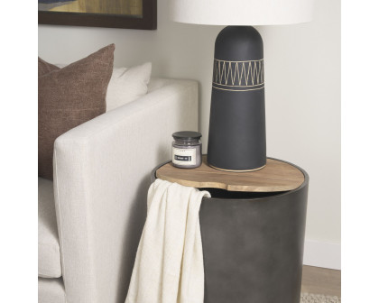 Mercana Eclipse End Table with Brown Wood Top - Gray