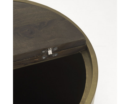 Mercana Eclipse End Table with Dark Brown Wood Top - Gold