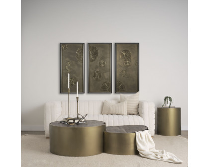 Mercana Eclipse End Table with Dark Brown Wood Top - Gold