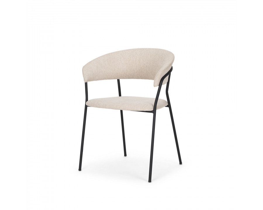 Mercana Carolyn Dining Chair with Oatmeal Fabric & Matte Black Metal - Oatmeal