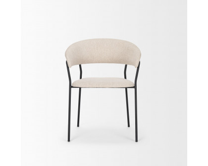 Mercana Carolyn Dining Chair with Oatmeal Fabric & Matte Black Metal - Oatmeal