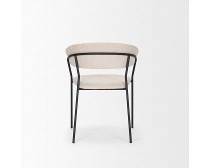 Mercana Carolyn Dining Chair with Oatmeal Fabric & Matte Black Metal - Oatmeal