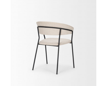 Mercana Carolyn Dining Chair with Oatmeal Fabric & Matte Black Metal - Oatmeal