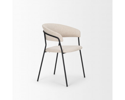 Mercana Carolyn Dining Chair with Oatmeal Fabric & Matte Black Metal - Oatmeal