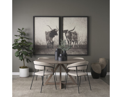 Mercana Carolyn Dining Chair with Oatmeal Fabric & Matte Black Metal - Oatmeal