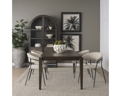 Mercana Carolyn Dining Chair with Oatmeal Fabric & Matte Black Metal - Oatmeal